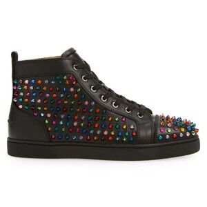 Christian Louboutin Mens Louis Orlato Spikes Leather High Sneaker EU 43 / US 10